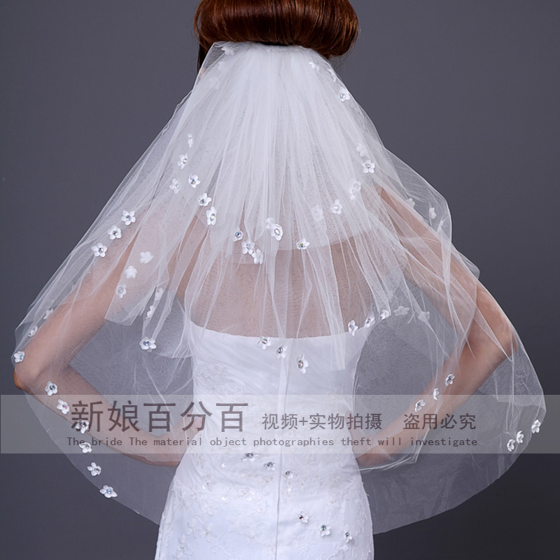 Veil handmade beads veil bridal veil white veil multi-layer