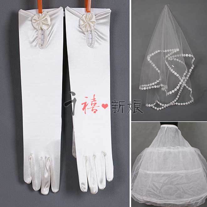 Veil long gloves ring belt tulle dress piece set pjz002