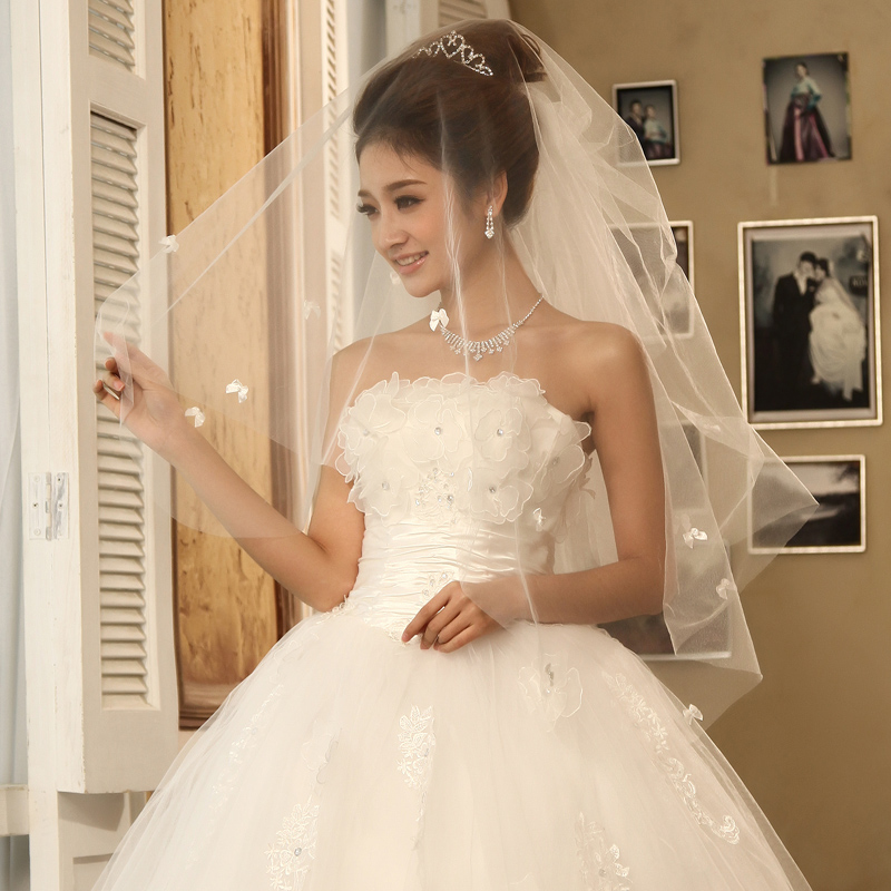 Veil wedding dress bridal veil flower veil single tier white veil ts007