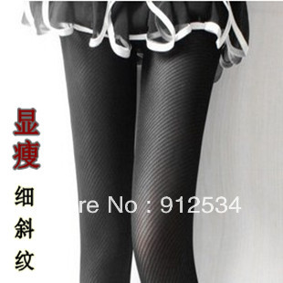 Velvet meat jacquard slanting stripe pantyhose fine stripe socks Tights