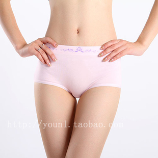 Ventilation in waist cotton solid color printing side female briefs