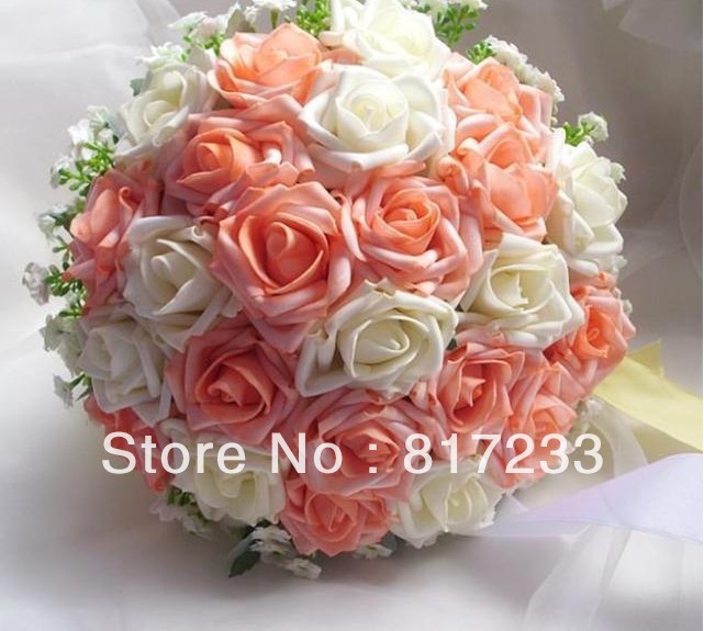 Very Beautiful Bouquet Foam Rose Bridal Wedding Bouquet With Ribbon Wedding Bouquet