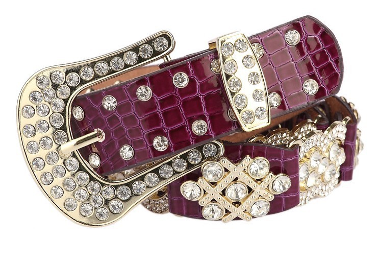 Very Hot !!! New Style Fashion Daimond PU Add Genuine Leather Belts for wemen with Free shipping