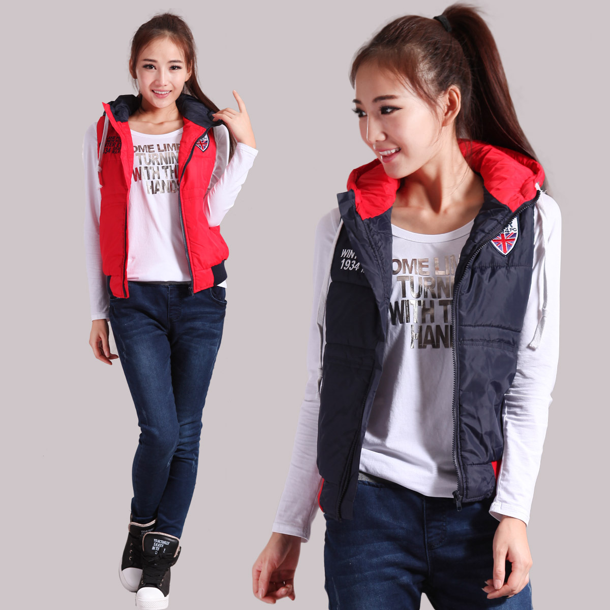 Vest vest female autumn and winter fashion down wadded jacket vest short design thick vest