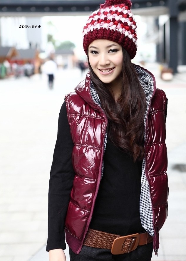 Vest vest outerwear female fashion reversible glossy cotton waterproof leather autumn and winter vest
