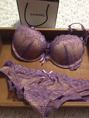 Victoria aesthetic taro color lace bra underwear set