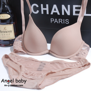 Victoria sexy deep V-neck push up 100% cotton lace plunge bra female underwear