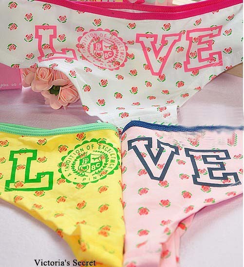 Victorias's secret  pink  floral  pattern  cotton fashionable   womans panties ladies underwear short