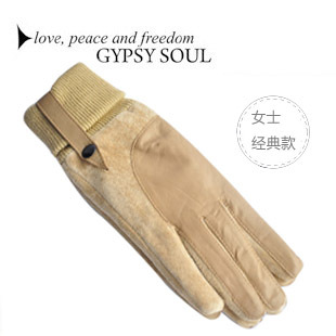 Vintage 2011 thermal screw sheepskin gloves women's genuine leather casual gloves lovers design