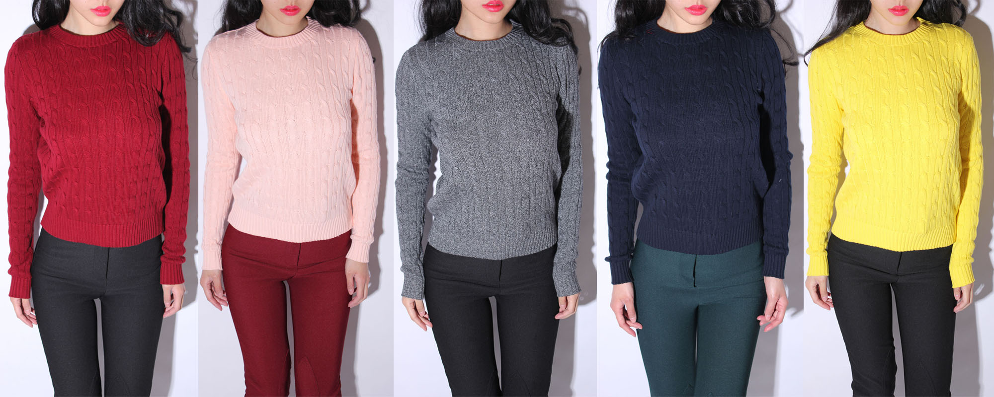 Vintage 7 winter pullover o-neck long-sleeve sweater small twist wool sweater