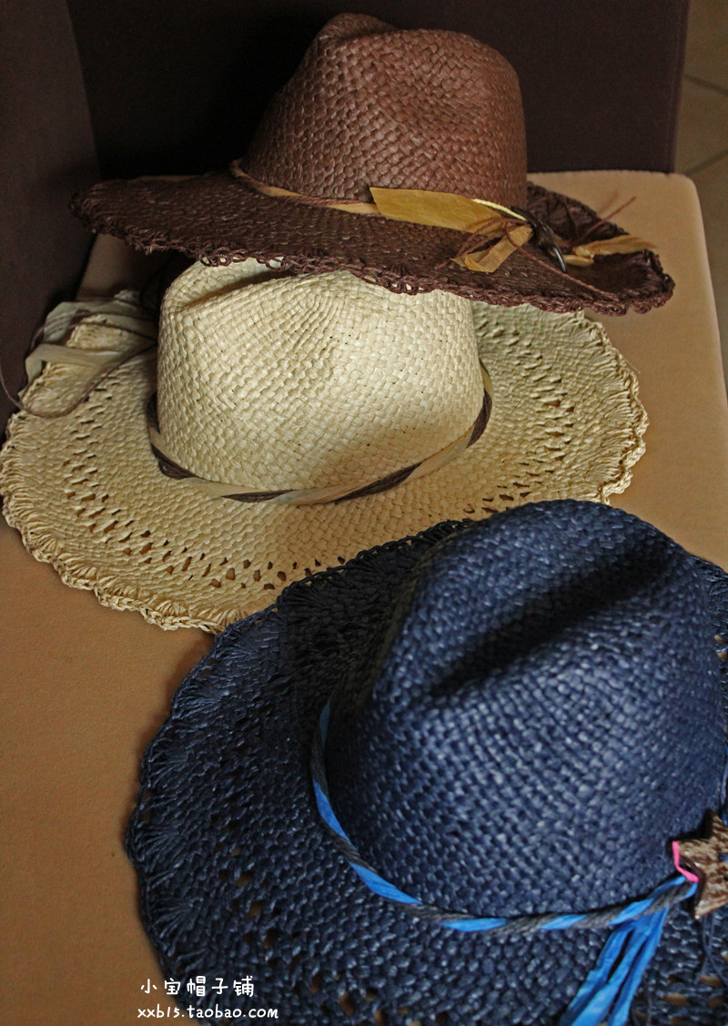 Vintage big straw hat male women's summer sun-shading fedoras