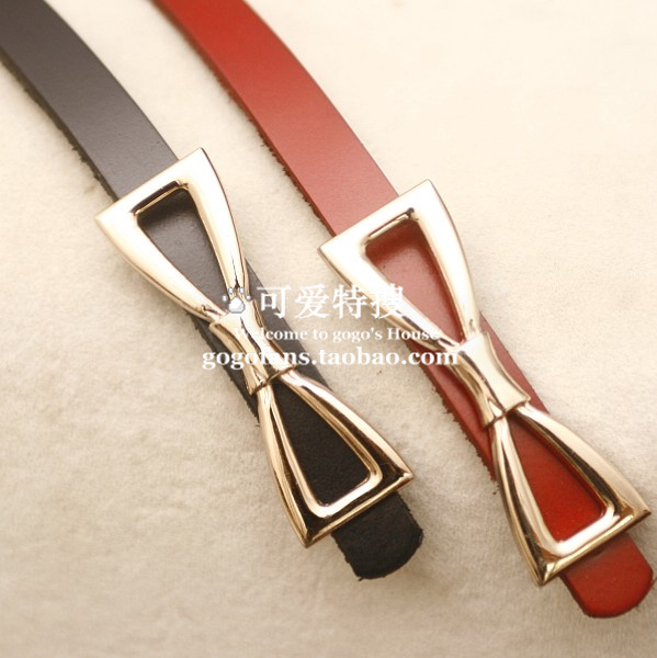 Vintage bow strap genuine leather female fashion decoration belt women's all-match