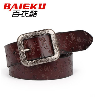 Vintage carved buckle genuine leather belt female fashion butterfly women's belt genuine leather belt