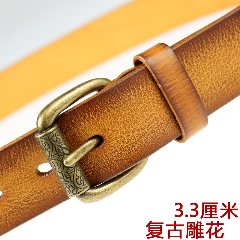 Vintage carved buckle strap genuine leather first layer of cowhide women's Women belt fashion all-match