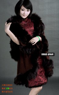 Vintage carved cashmere fox fur cloak outerwear