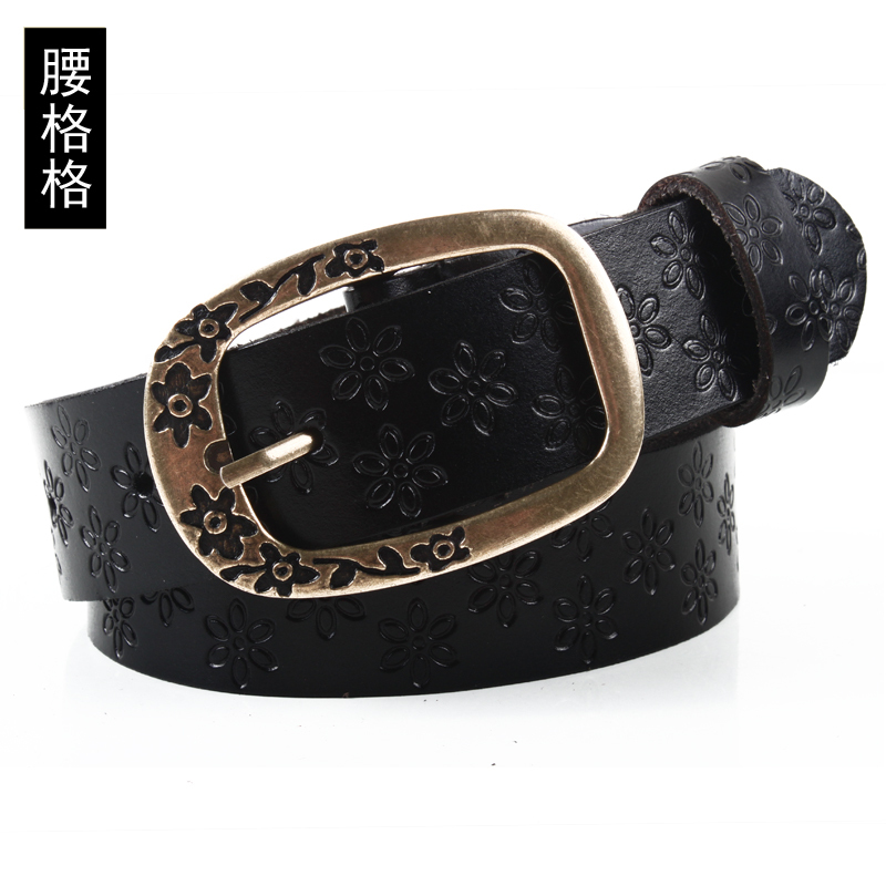 Vintage carved cowhide belt genuine leather women's strap female fashion Women genuine leather belt all-match