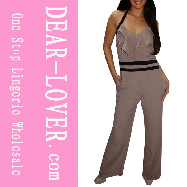 Vintage Clubwear Jumpsuits Classy Affair Taupe Black Pant Sets  LC8542 + Cheaper price + Free Shipping Cost + Drop Shipping