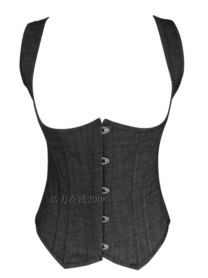 Vintage denim cotton waist corset drawing abdomen body shaping beauty care clothing belt clip spaghetti strap cummerbund