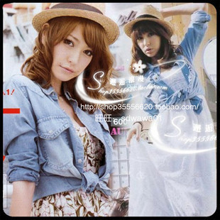 Vintage denim short-sleeve lacing small cape short jacket sunscreen shirt beach dress small cardigan A5