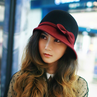 Vintage fashion woolen small fedoras hat female