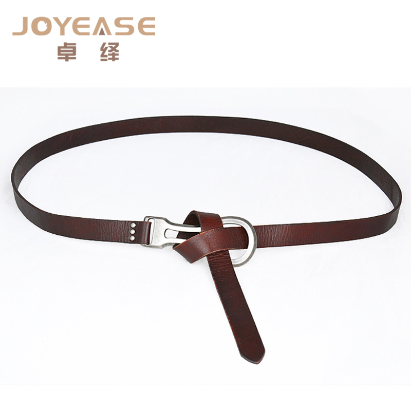 Vintage first layer of cowhide women's brief thin section strap decoration belt genuine leather