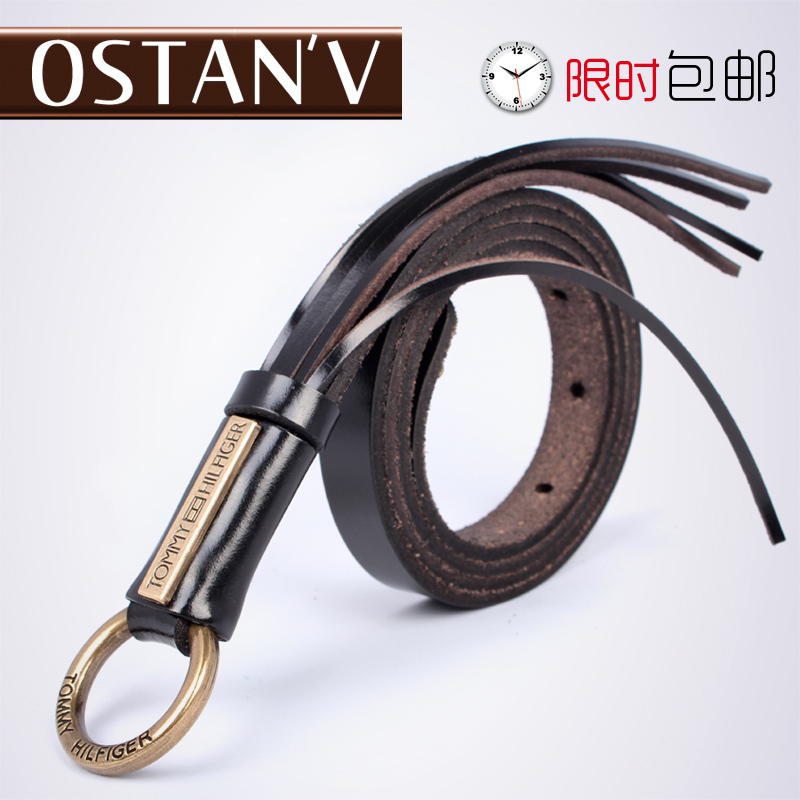 Vintage genuine leather strap female all-match fashion thin belt genuine leather tassel new arrival