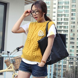 Vintage knitting yarn vest sweater outerwear all-match shrug