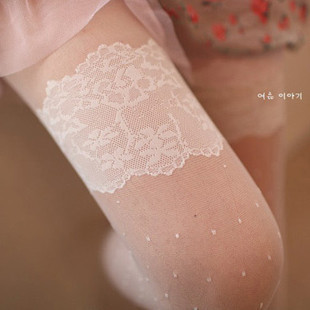 Vintage lace black stockings white pantyhose ultra-thin decorative pattern secret pocket dot French jacquard Women socks