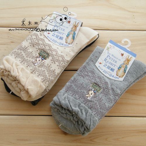 Vintage lace female cotton socks handmade golden double