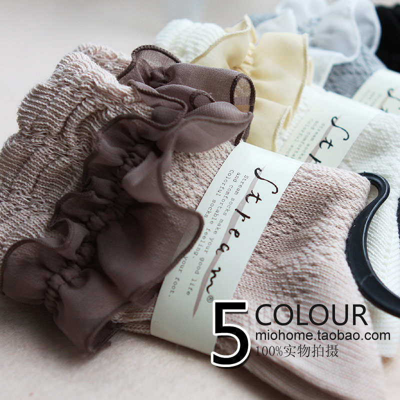 Vintage lace female short socks laciness 100% cotton thin cutout socks
