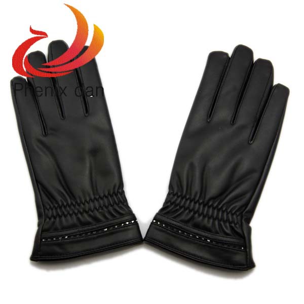 vintage ladies black pu leather winter women soft warm women everyday gloves free shipping