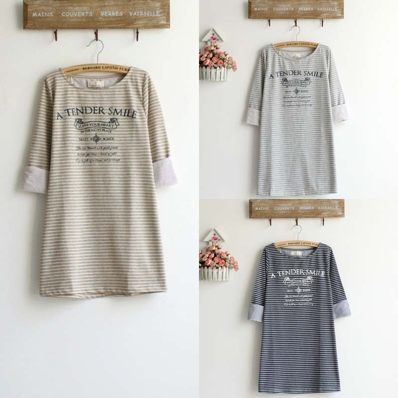 Vintage loose stripe letter maternity clothing autumn t-shirt cute shirt