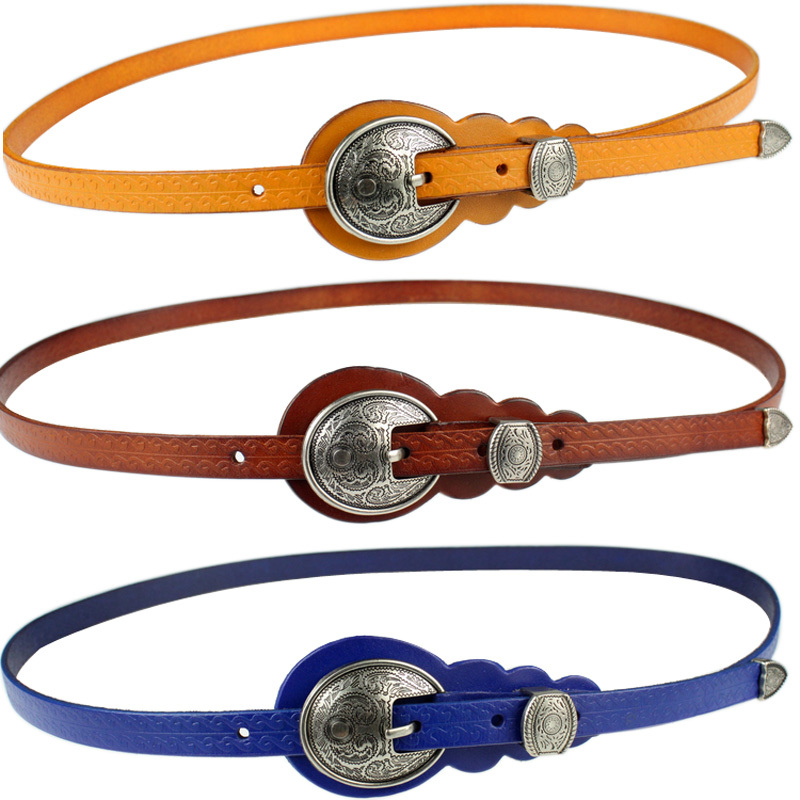 Vintage national trend women's cowhide belt genuine leather strap Women all-match tieclasps decoration