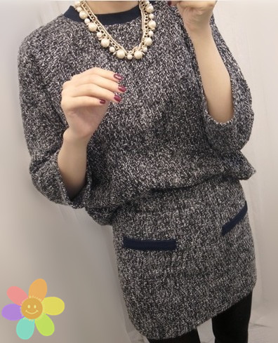 Vintage ol tweed fabric loose sweatshirt slim hip short skirt set all-match basic skirt set