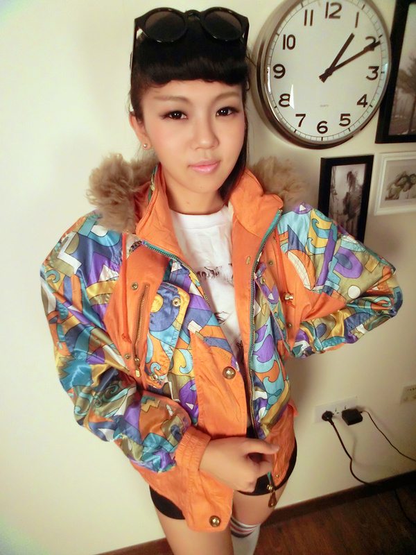 Vintage patchwork vintage geometry color block hooded slim waist cotton-padded jacket ski suit outdoor jacket wadded jacket
