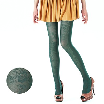 vintage personality flower pantyhose 50D green Socking Cheap Tights one size socks