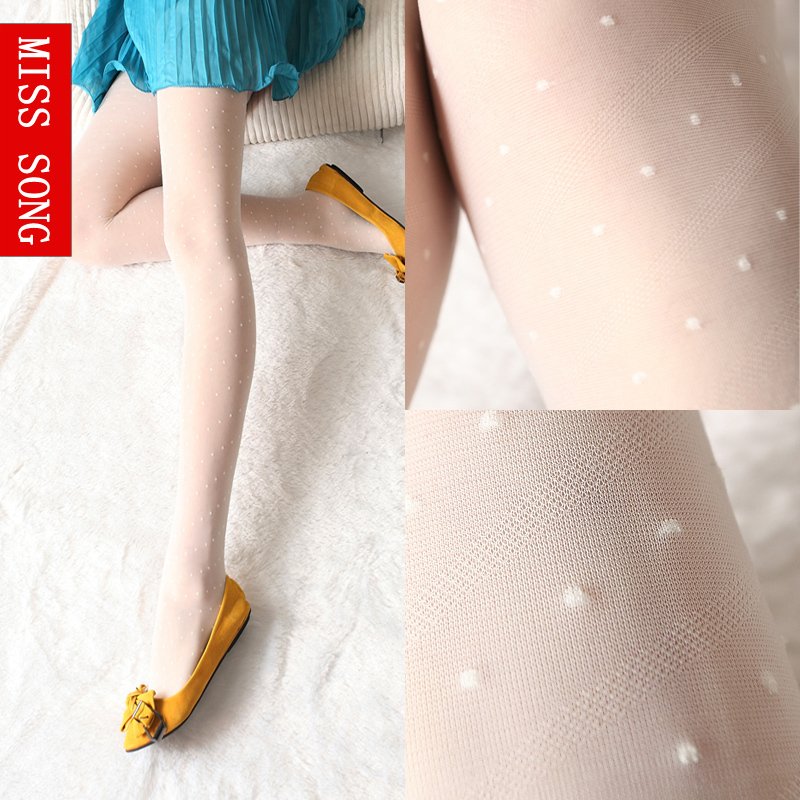Vintage polka dot stockings ultra-thin white pantyhose obliquely stripe polka dot polka dot spiral socks female