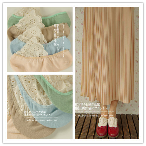 Vintage sock 100% cotton sock slippers candy socks single shoes