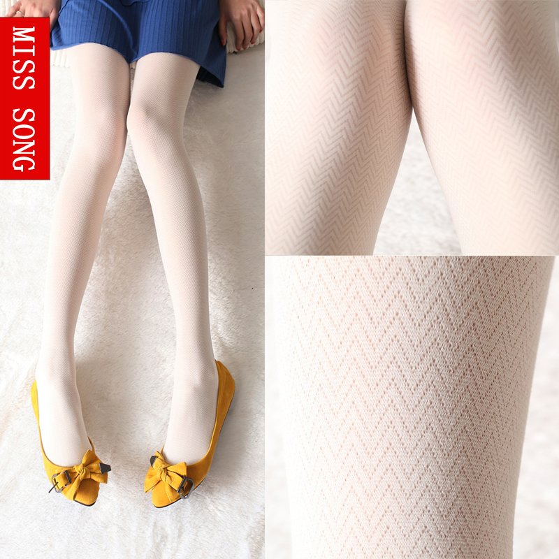 vintage stockings ultra-thin chevron jacquard white pantyhose cutout socks female