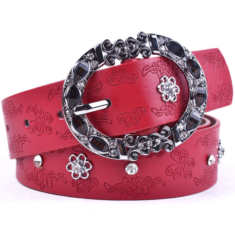 Vintage style brief royal rhinestone all-match faux leather belt women's decoration wide strap belt,free shipping