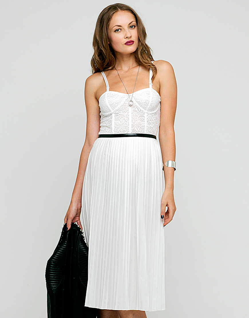 Vintage sweet pin up elegant white fishbone tube top low-cut spaghetti one-piece dress topshopfree shipping