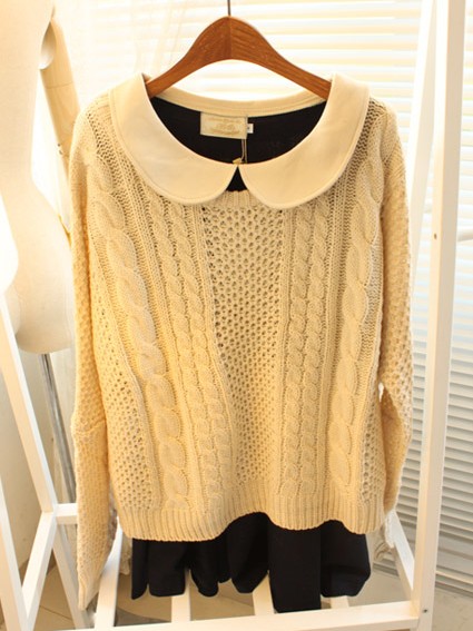Vintage twisted knitted batwing sleeve thermal o-neck pullover long-sleeve sweater outerwear free shipping