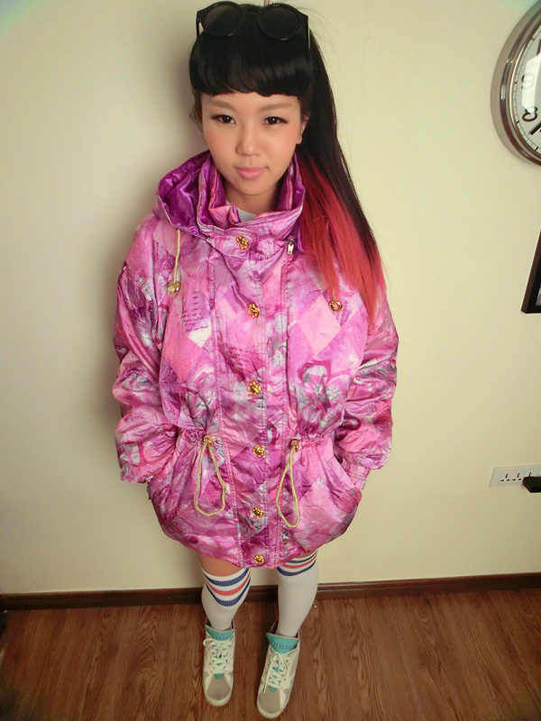 Vintage vintage fireboats vintage print mv color block slim waist ski suit submachine cotton-padded jacket wadded jacket