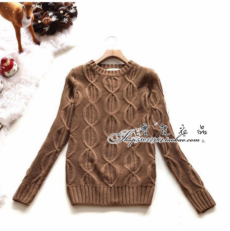 vintage Women sweater o-neck pullover Elow Patch unisex wind twist knitted sweater Autumn Winter