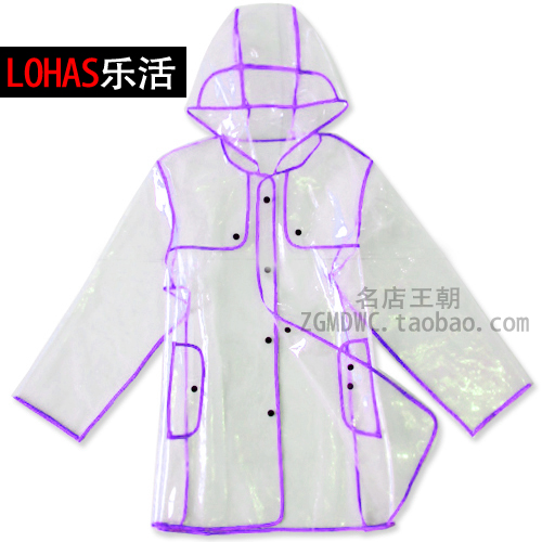 Violet short design fashion transparent raincoat outerwear raincoat