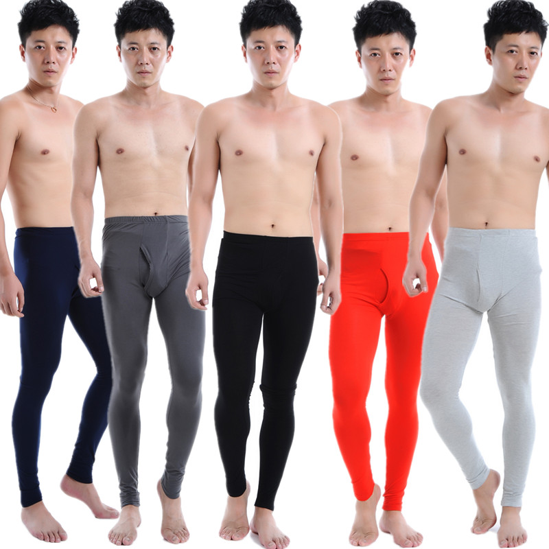 Vip male autumn and winter solid color fiber long johns warm pants thick comfortable