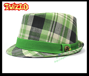 Virtis fedoras jazz hat gentleman hat green check male millinery