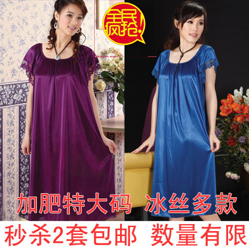 Viscose plus size sleepwear female viscose plus size plus size mm lounge nightgown 2 set