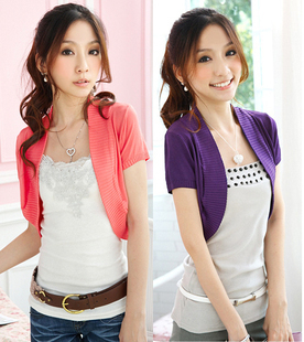 Viscose small cape shrug short design short-sleeve sweater small cardigan short jacket black female