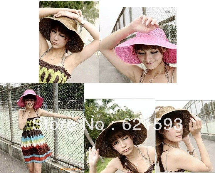 Visor cap straw hats for women summer ladies hats, Large along sun beach hat Dayan Mao-15 Free Shipping Multicolor choose